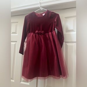 Red Velvet and Tulle Empire Waist Kids Holidays Dress